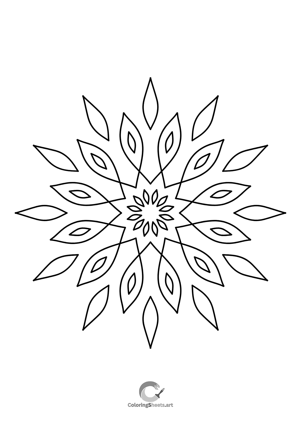 Starburst or snowflake-inspired simple and modern mandala.