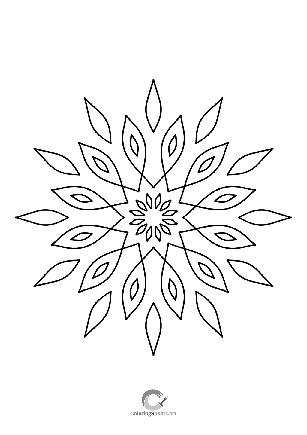 Starburst or snowflake-inspired simple and modern mandala.