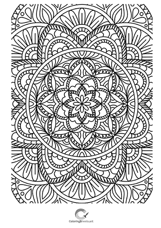 Traditional mandala pattern ideal for adults and teens.