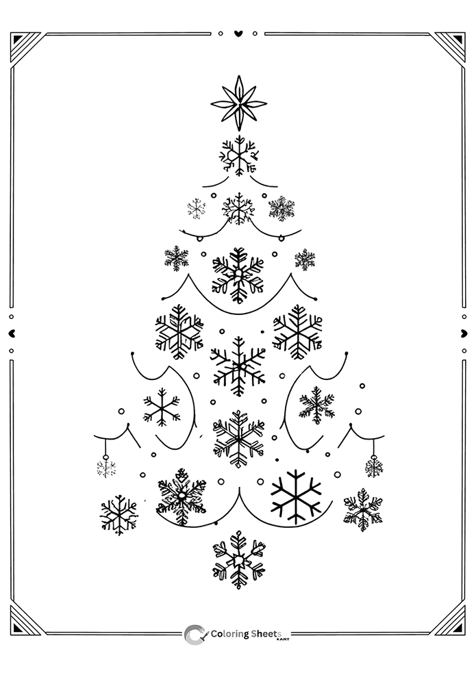 Christmas tree wrapped with garlands of snowflakes, perfect for winter vibes.