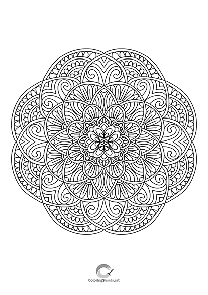 Whimsical swirling mandala lines for fun and free coloring.