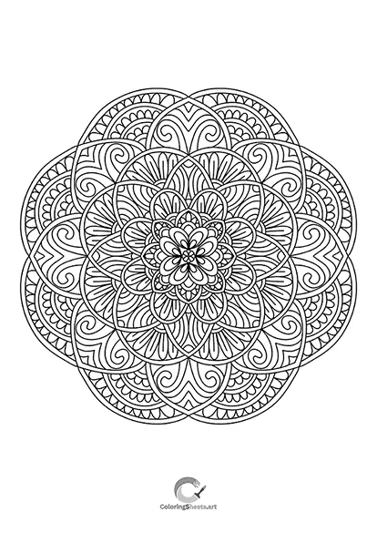 Whimsical swirling mandala lines for fun and free coloring.