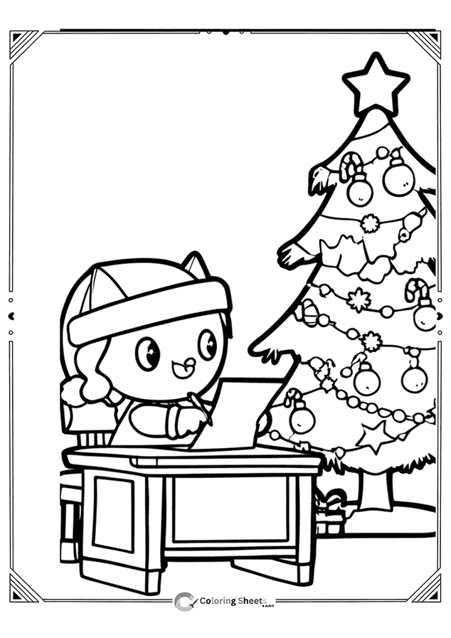 Cute character writing a letter to Santa Claus with holiday excitement.
