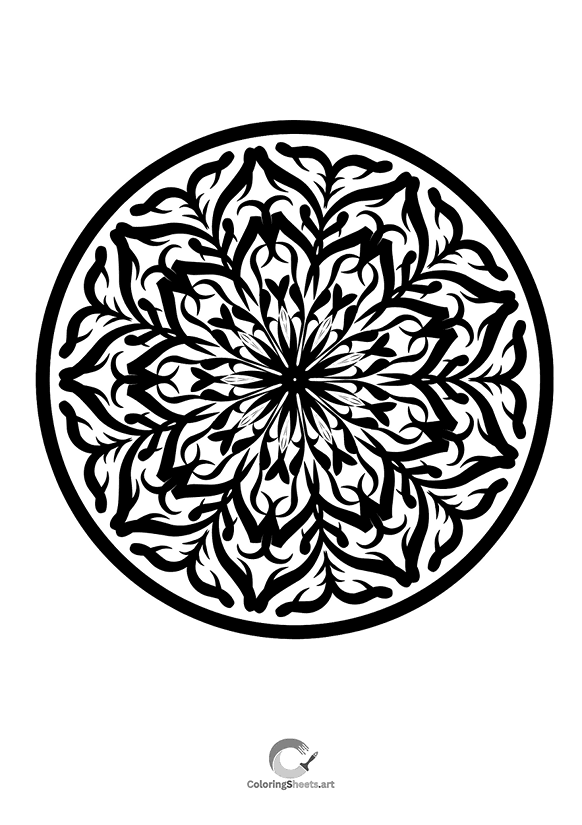 Tribal-inspired mandala with bold patterns and shapes.