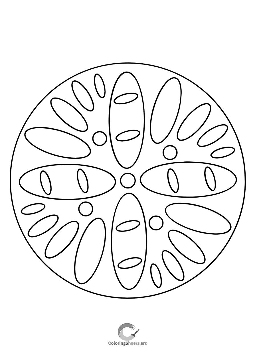 Minimalist mandala using simple oval petals, perfect for blending practice.