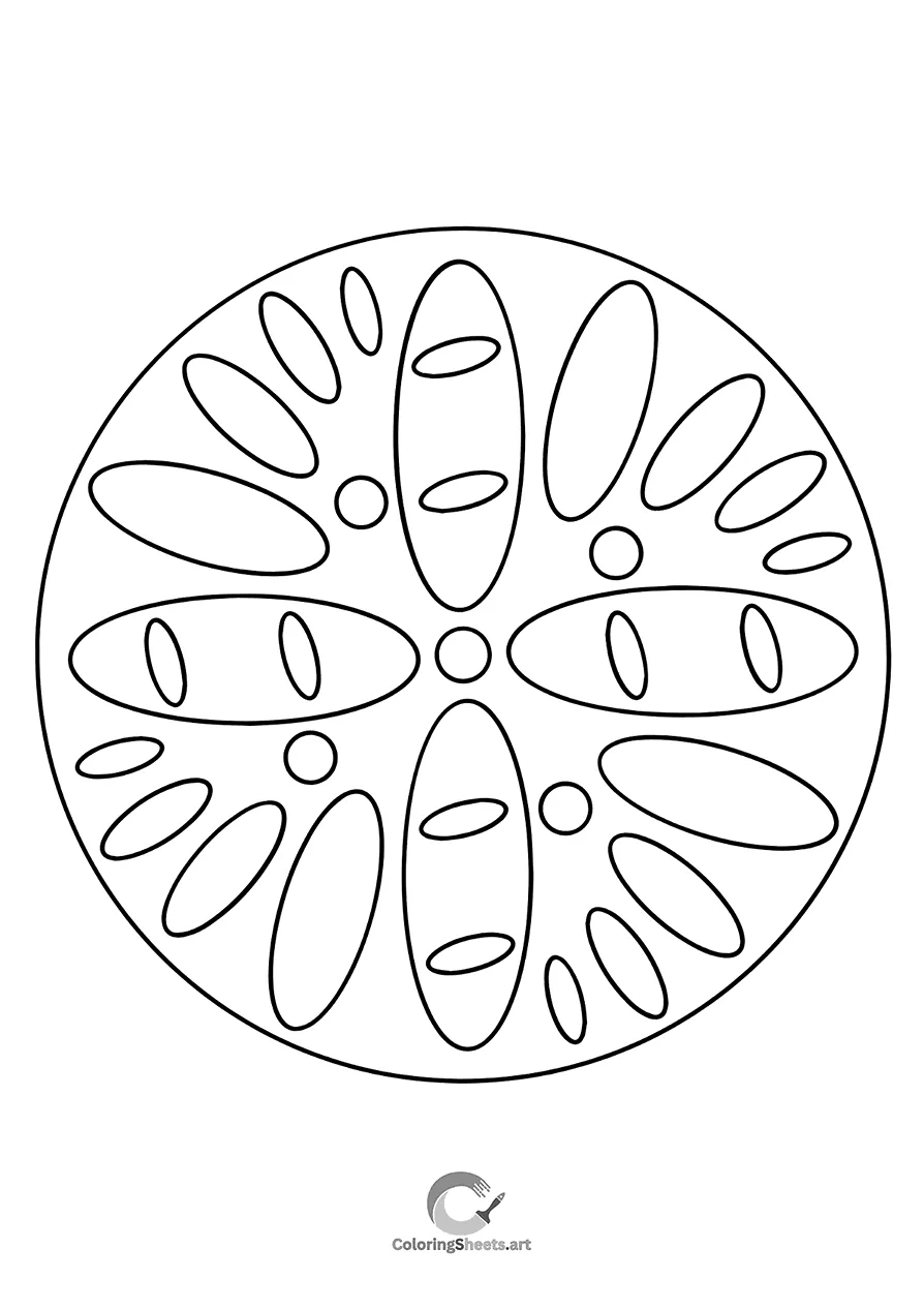 Minimalist mandala using simple oval petals, perfect for blending practice.