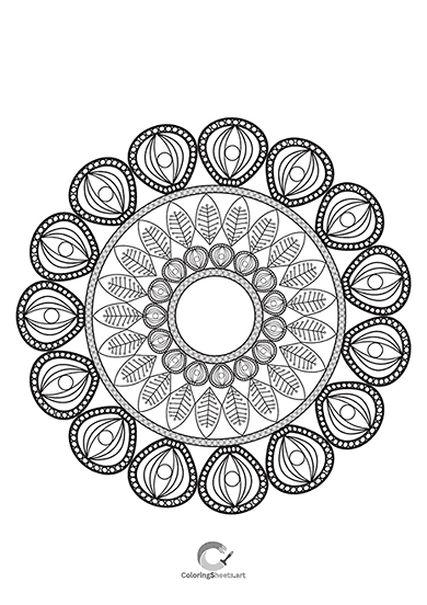 Leafy mandala perfect for earthy, nature-based coloring.