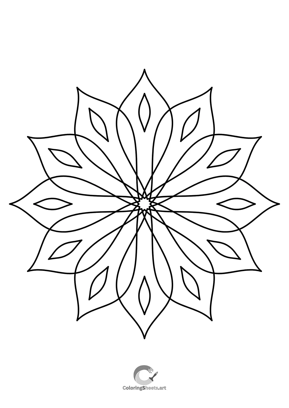 Elegant mandala made of interlocking petals forming a star-like flower.