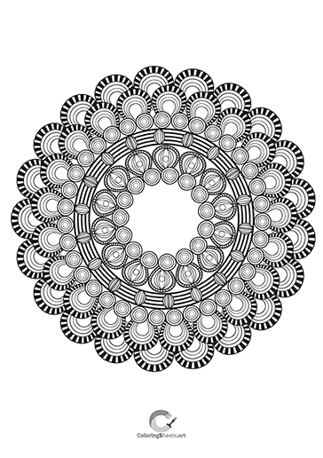 Stylish mandala with striped and circular design elements.