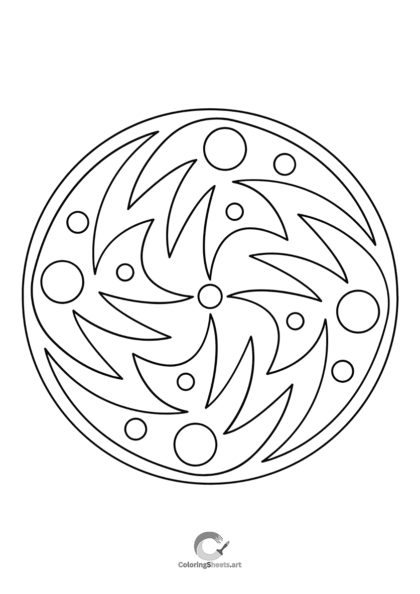 Energetic mandala combining sharp blades and floating bubbles.