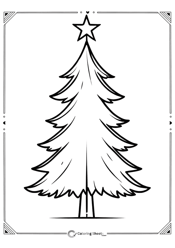 Full Christmas tree ready for coloring and decoration.