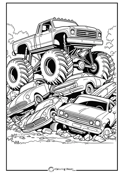 Monster Truck-Demolition Coloring Page