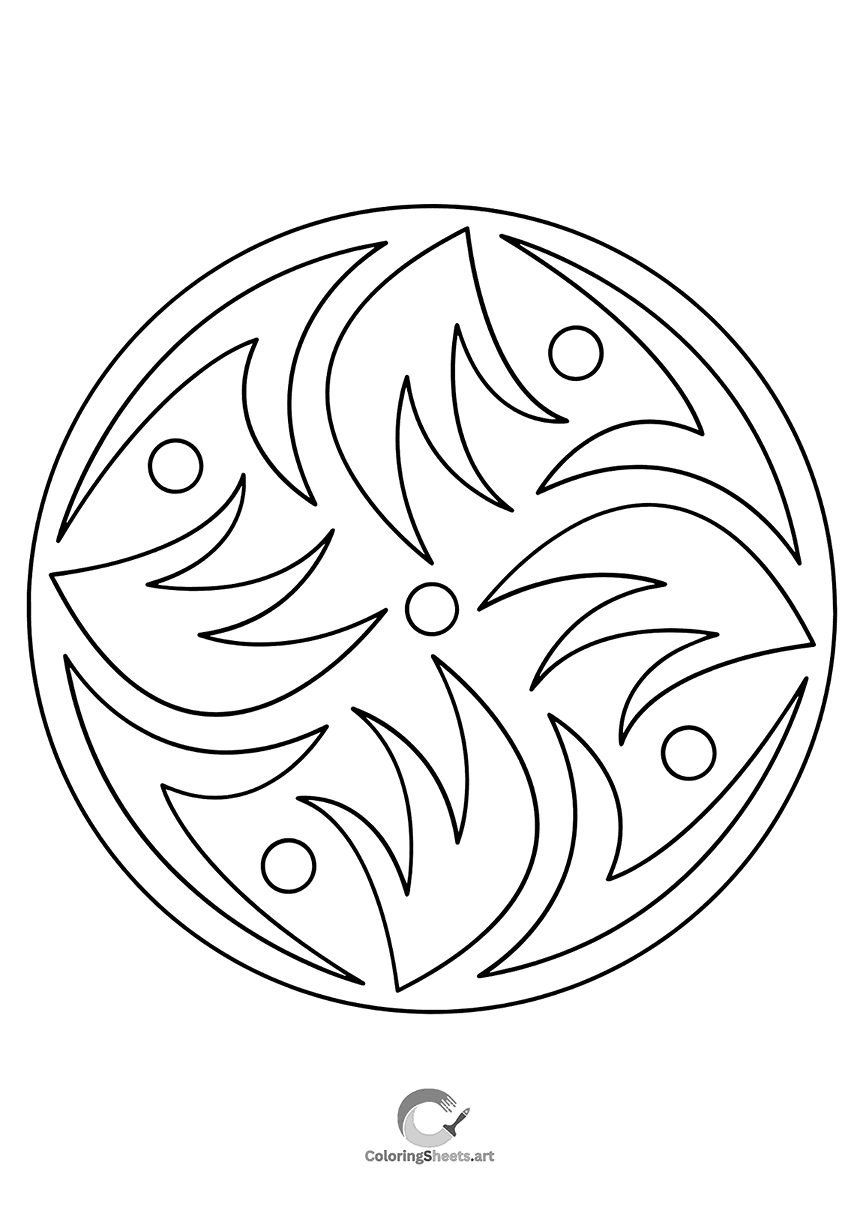 Abstract mandala with swirling crescent shapes that create motion.