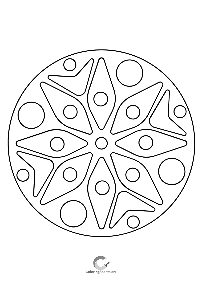 Simple and bold mandala resembling a starfish or abstract flower.