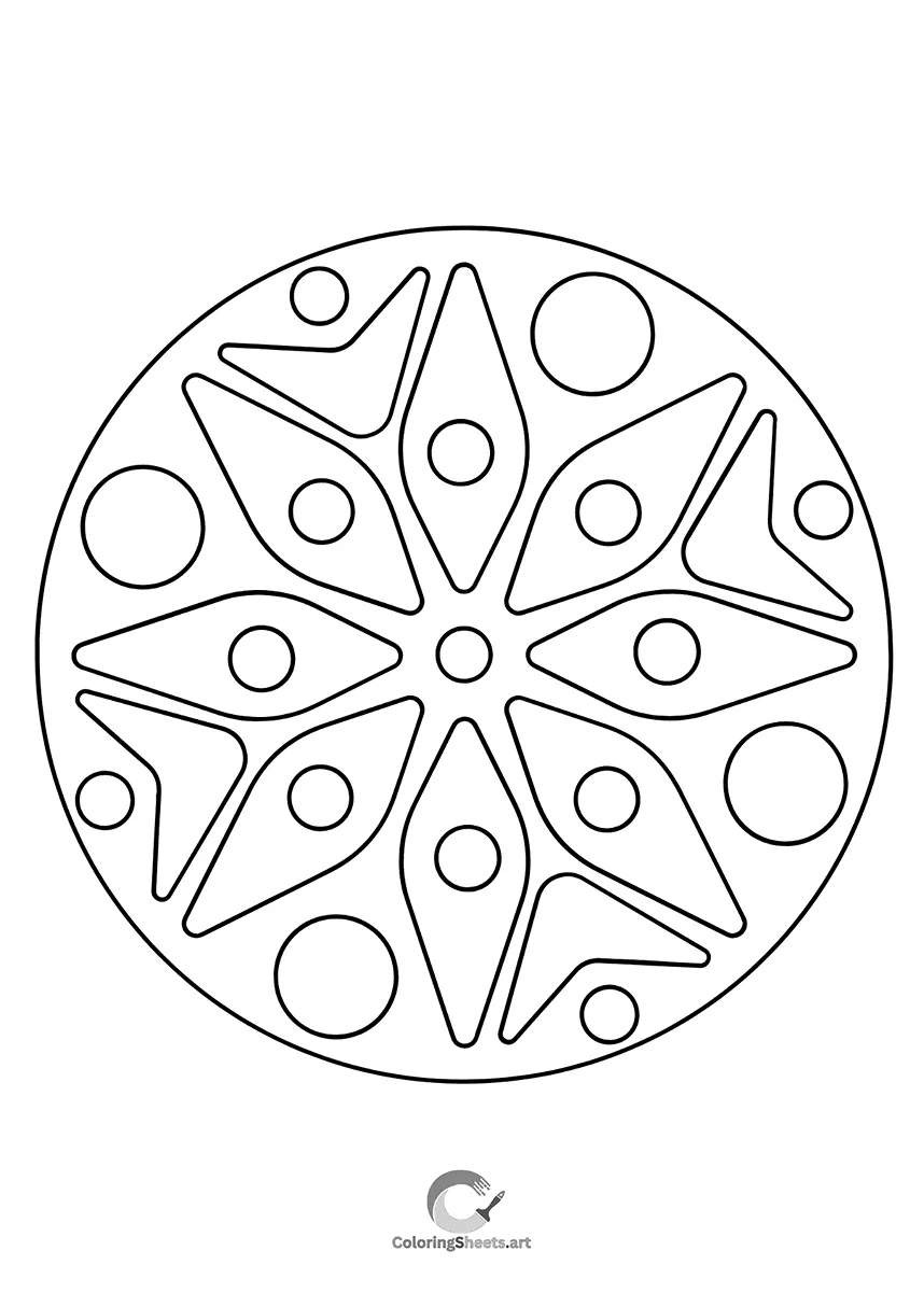 Simple and bold mandala resembling a starfish or abstract flower.