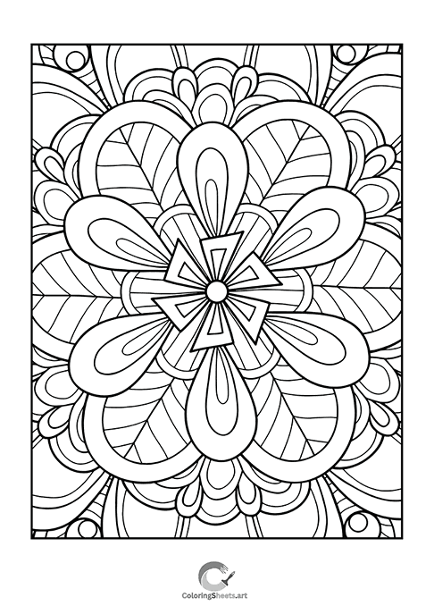 Floral Star Mandala Coloring Page
