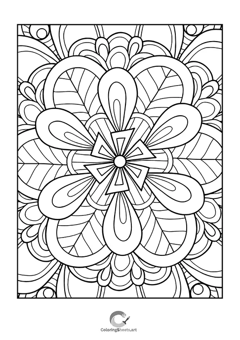 Floral Star Mandala Coloring Page
