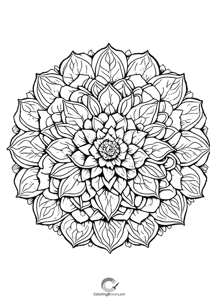 Layered Flower Mandala Coloring Page