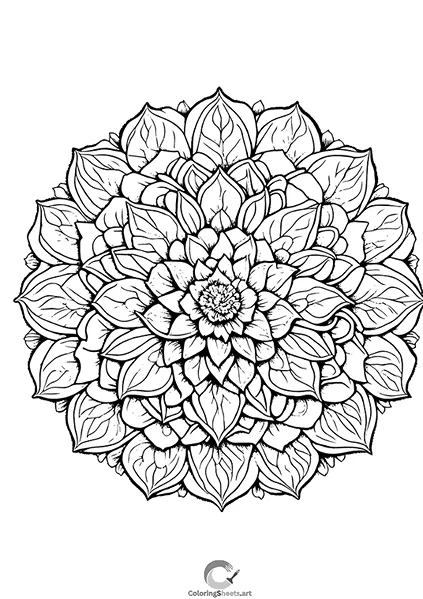 Layered Flower Mandala Coloring Page