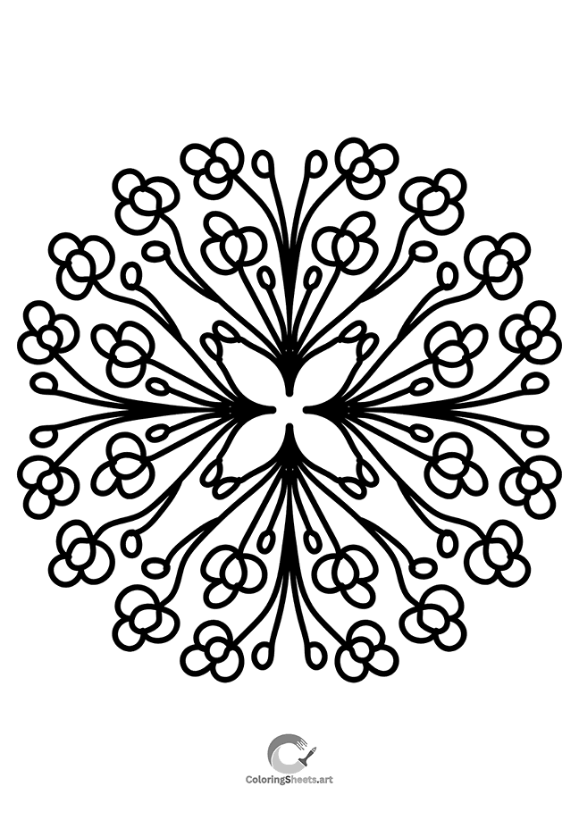 Brush Stroke Leaf Mandala Coloring Page