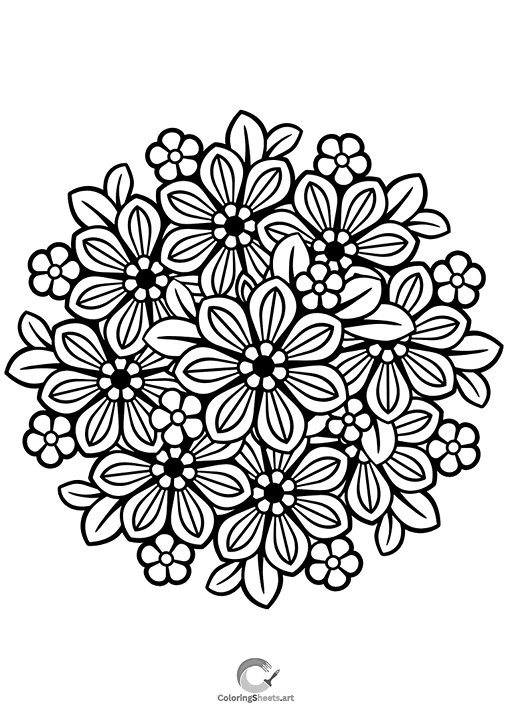 Floral Wreath Coloring Page