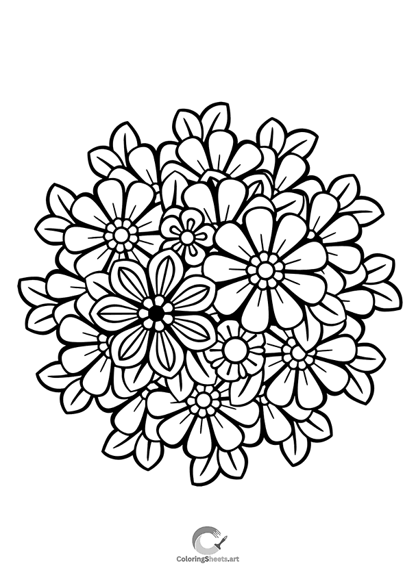 Bold Leaf Mandala Coloring Page