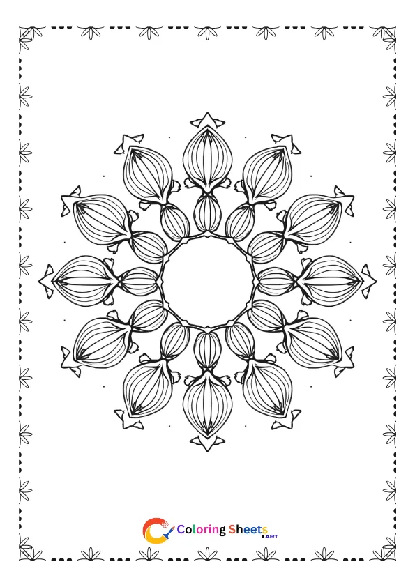 Seashell mandala coloring page printable with ocean inspired symmetrical design for mindful coloring practice