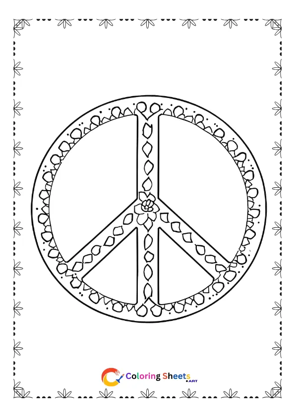 Peace symbol mandala coloring page printable with balanced geometric design for stress relief and creative mindfulness