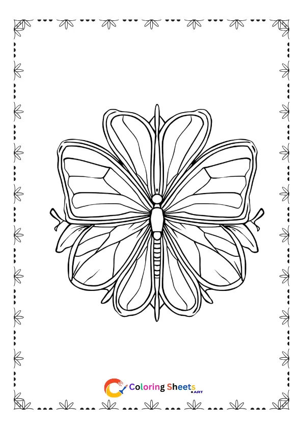 Symmetrical butterfly wings mandala coloring page printable for relaxing and creative mindfulness activity