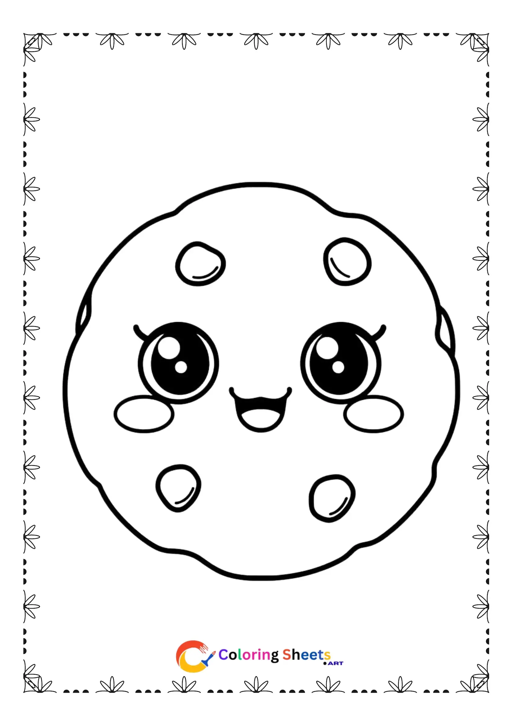 25+ Free Cute Kawaii Dessert Coloring Pages (Printable PDF) Giant kawaii chocolate chip cookie coloring page with big cute eyes
