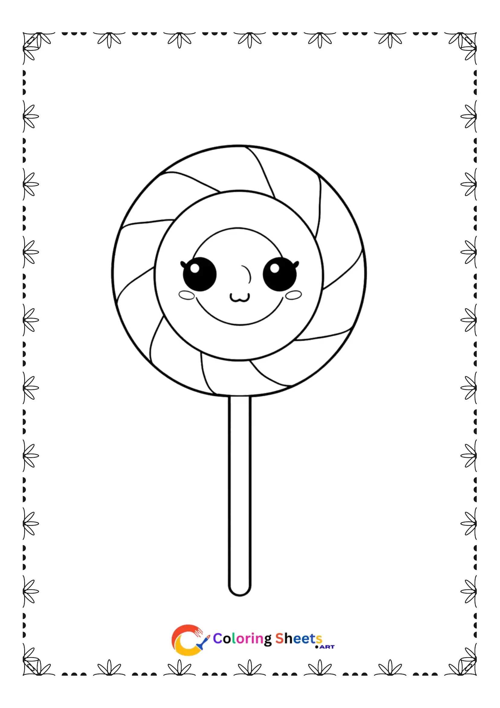 25+ Free Cute Kawaii Dessert Coloring Pages (Printable PDF) Large spiral kawaii lollipop coloring page with cute expression