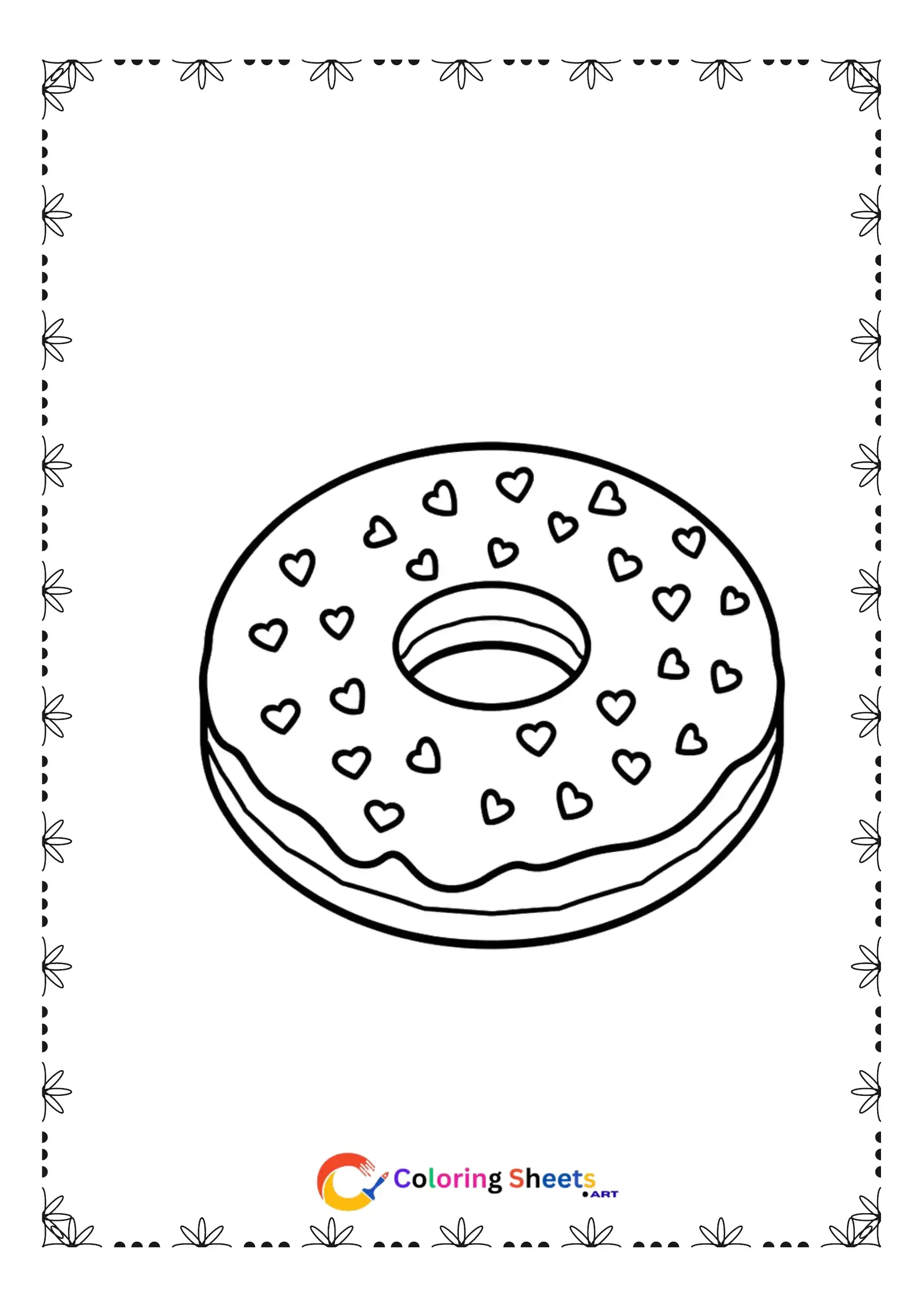 25+ Free Cute Kawaii Dessert Coloring Pages (Printable PDF) Round kawaii donut with icing and sprinkles coloring page for kids