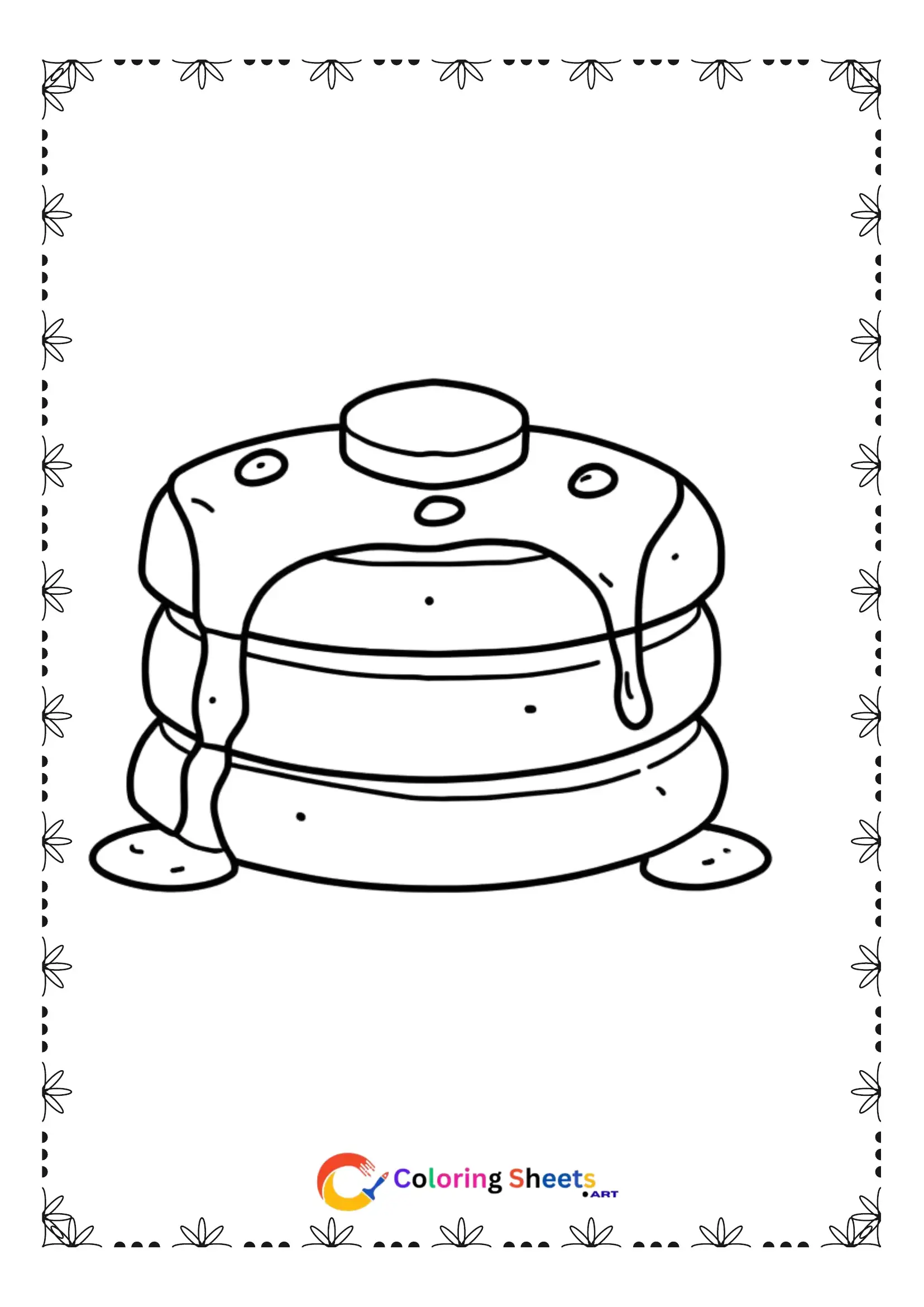 25+ Free Cute Kawaii Dessert Coloring Pages (Printable PDF) Stack of kawaii pancakes dripping with syrup coloring page printable