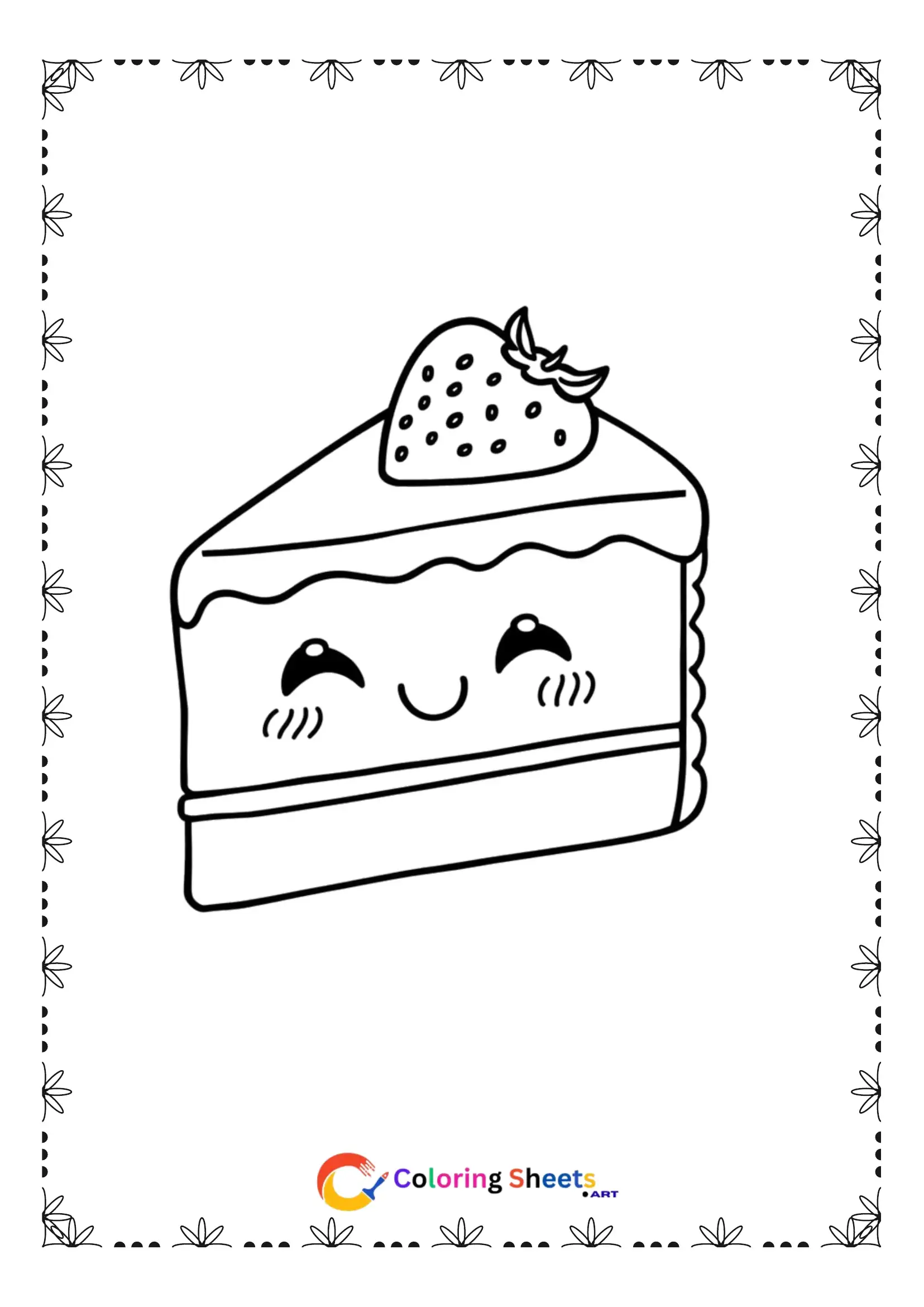 25+ Free Cute Kawaii Dessert Coloring Pages (Printable PDF) Cute kawaii strawberry shortcake slice coloring page printable
