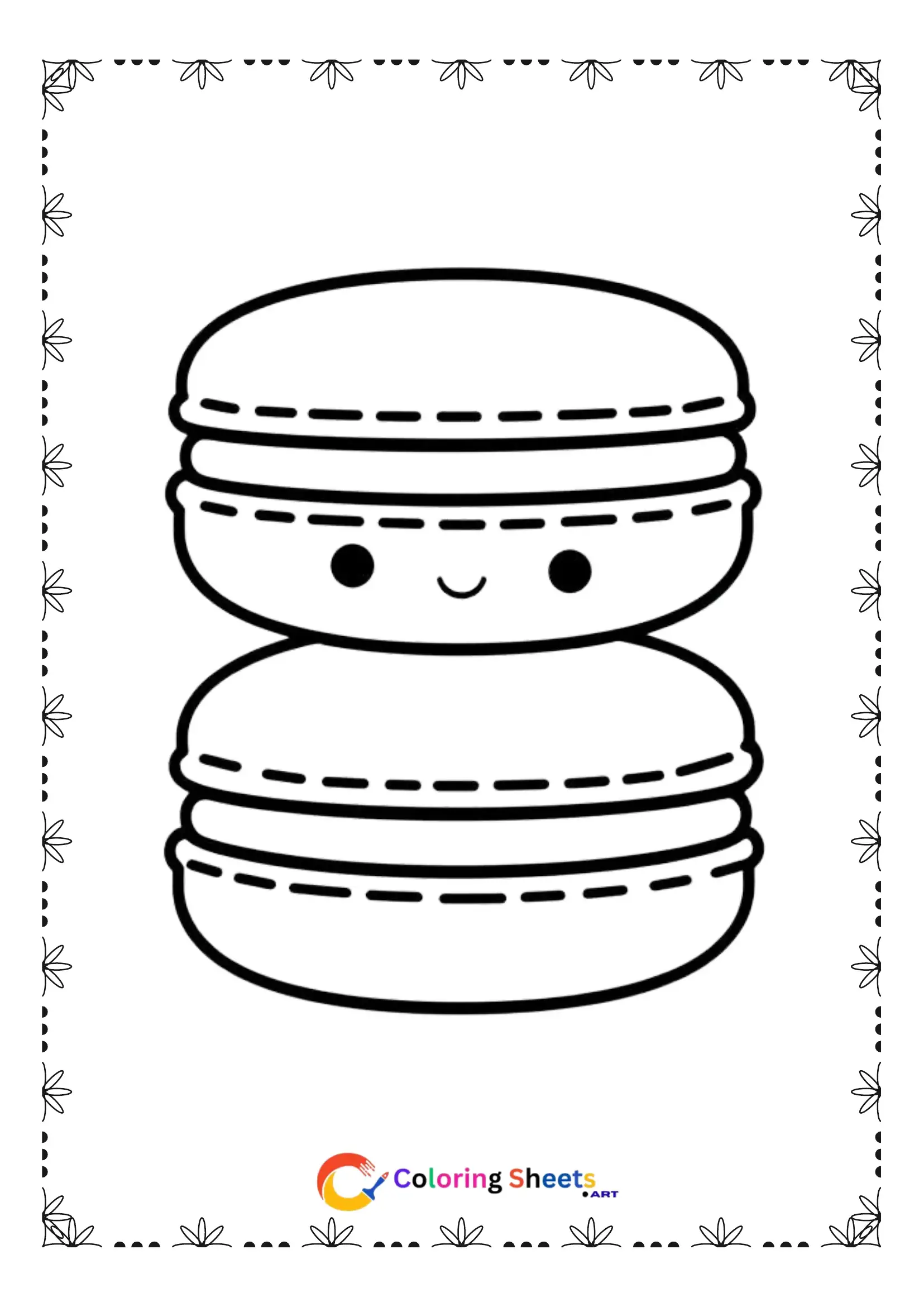 25+ Free Cute Kawaii Dessert Coloring Pages (Printable PDF) Cute stacked kawaii macarons coloring page printable dessert