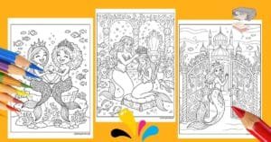 Mermaid Princess Coloring Pages (Printables for Kids)