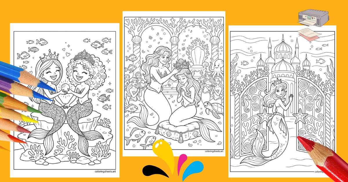 30 Free Printable Mermaid Princess Coloring Pages and PDF collection for kids