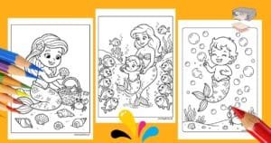 Mermaid Coloring Pages For Kids (Printable PDF)