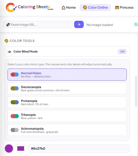 Color Blind Mode color online tool, Coloring for Every Kind of Vision