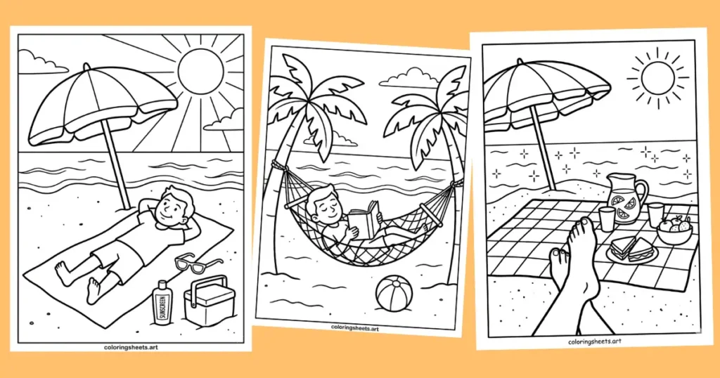Beach Coloring Pages Printable Free For Kids