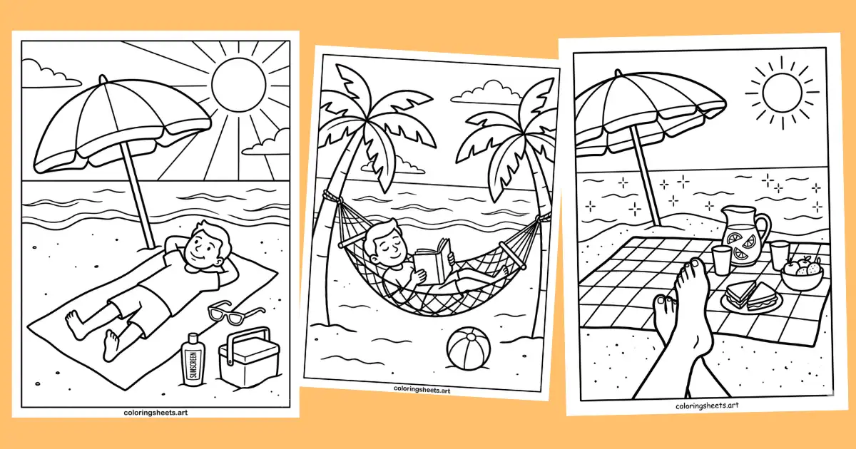 Beach Coloring Pages Printable Free For Kids