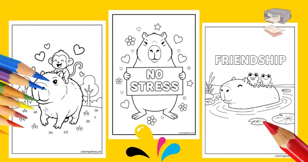 Capybara Coloring Pages 48 Free Printables for Kids