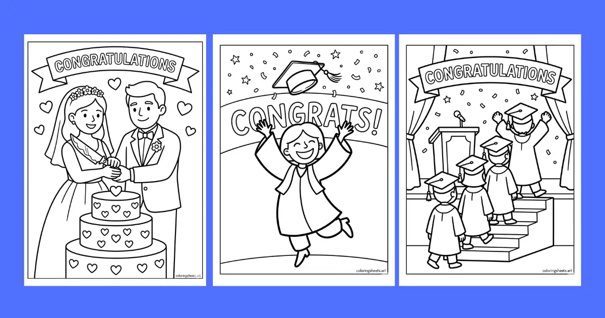 Congratulations Coloring Pages kids and adultds Print or PDF