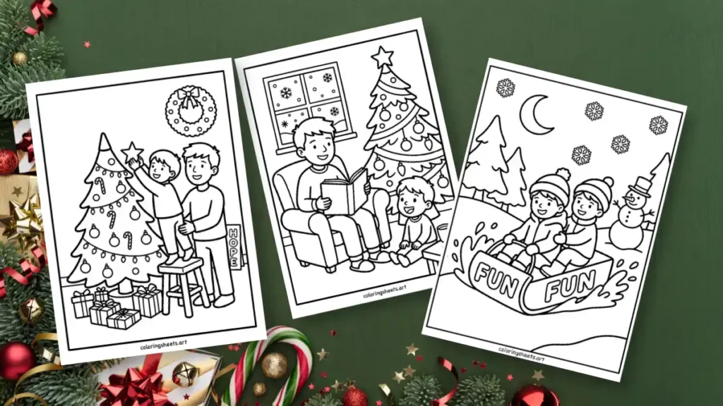 Cozy Christmas Coloring Pages Free Printable PDF Kids, adults and teens