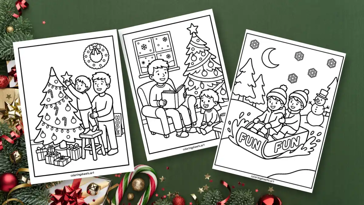 Cozy Christmas Coloring Pages Free Printable PDF Kids, adults and teens