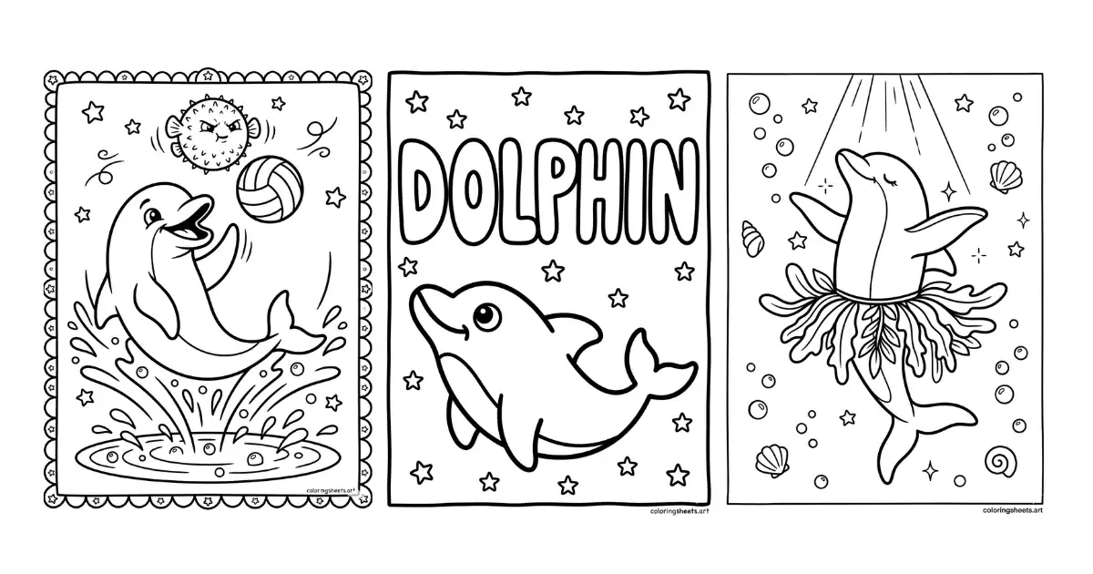Dolphin Coloring Pages for Kids And adults Free printable pdf