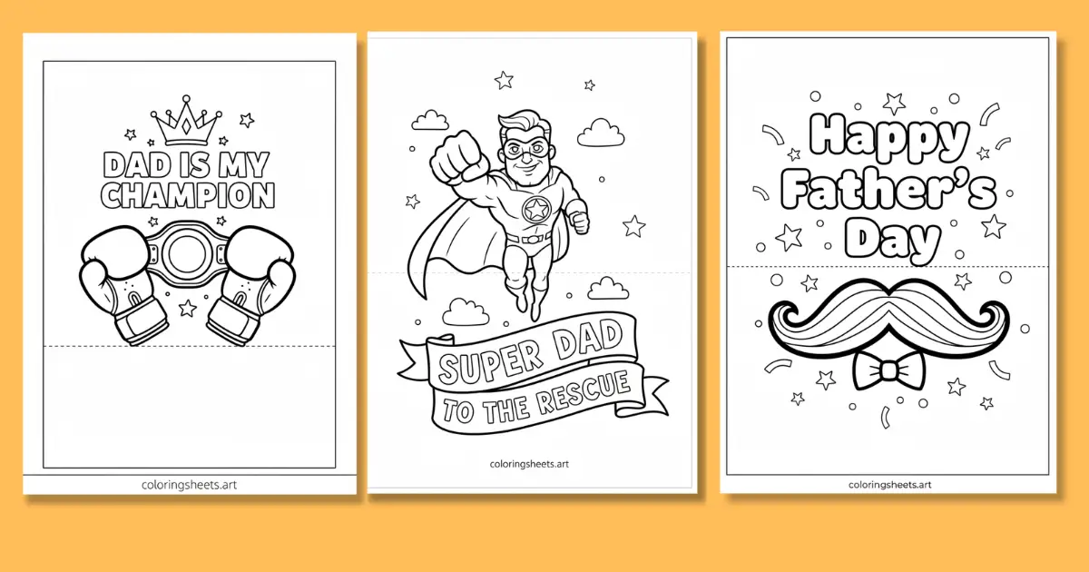 Father’s Day Colouring Cards (Printable pdf) Download