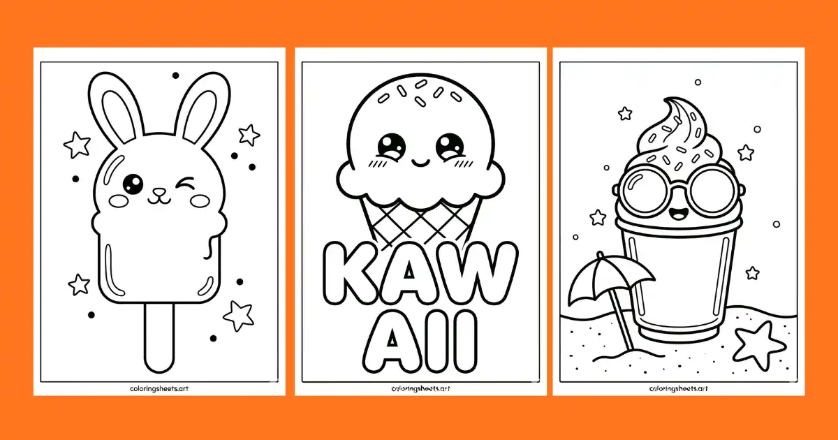 Free Kawaii Ice Cream Coloring Pages Printable PDF Sheets