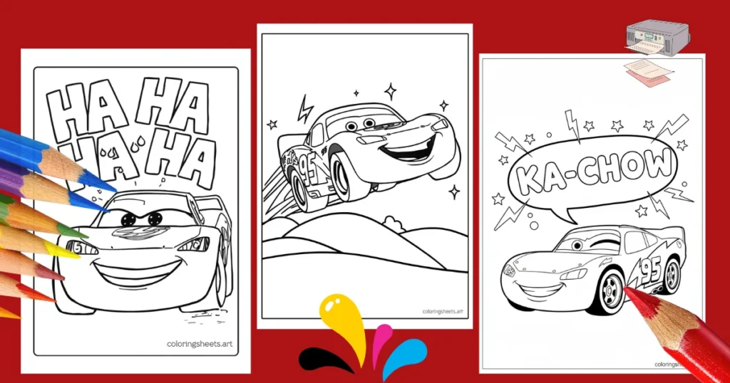 Lightning McQueen Coloring Pages for Kids Printable PDF