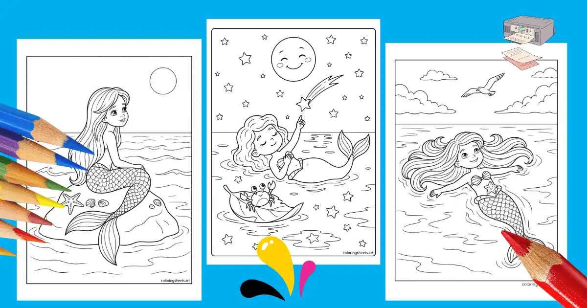Little Mermaid Coloring Pages (Printables for Kids) collection pdf